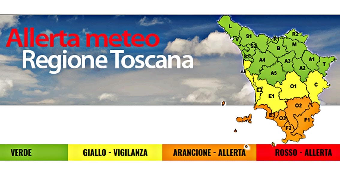 Maltempo: allerta arancione oggi in Toscana