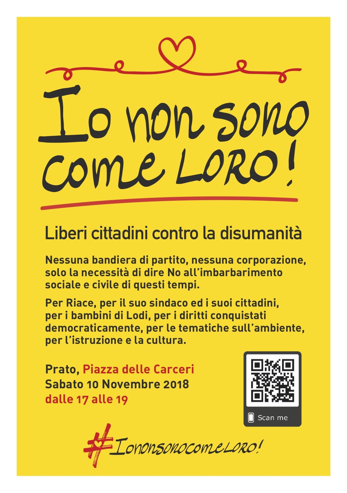 Prato, Sabato 10 Novembre, corteo: “Liberi cittadini contro la disumanità”