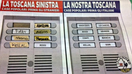 Lega Toscana paga inserzione, ‘case popolari prima a italiani’