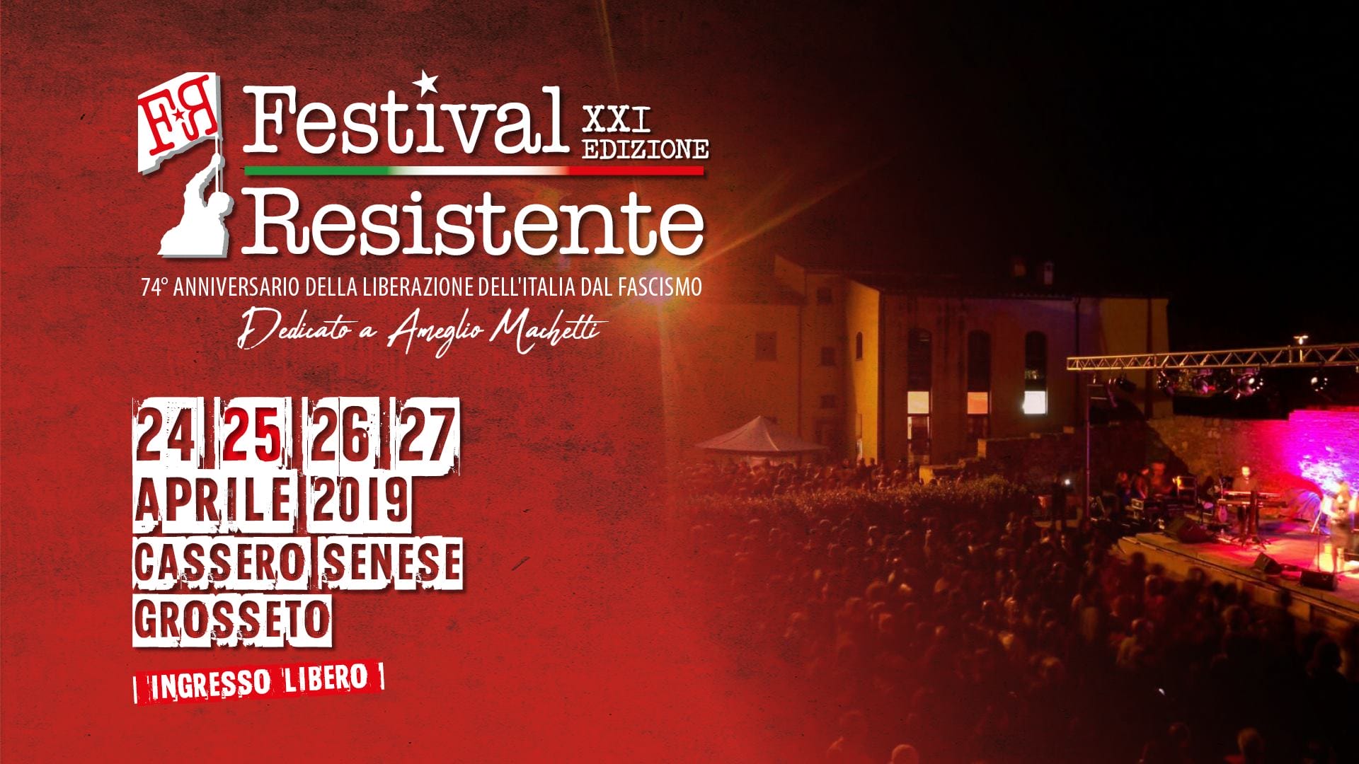 Grosseto: da oggi XXI edizione del “Festival Resistente”