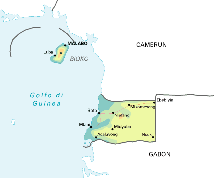 Una cartina della Guinea equatoriale