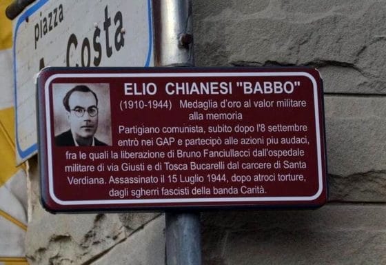 Scandicci: divelta la targa a Elio Chianesi, comandante gappista ucciso dai fascisti