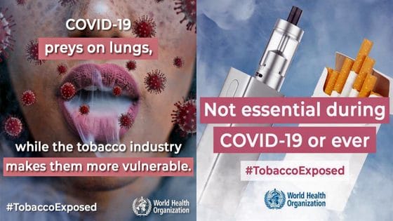 Giornata Mondiale Senza Tabacco, in tempi Covid-19