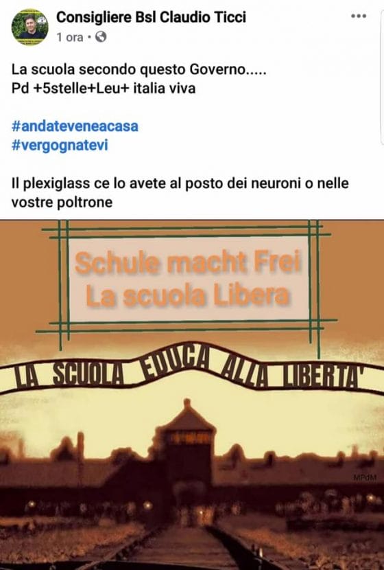 Borgo S.L.: consigliere Lega usa immagine Auschwitz contro avversari politici. PD: “scandaloso”