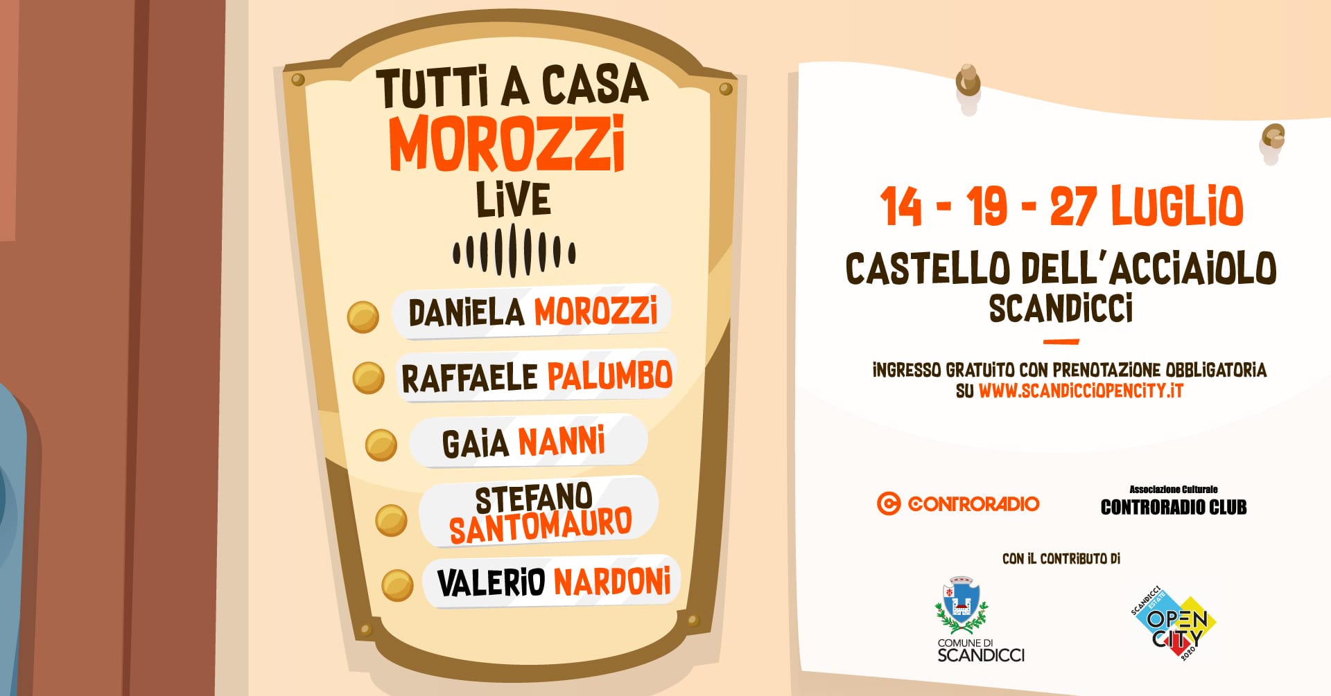 ‘Tutti a Casa Morozzi’, 3 appuntamenti dal vivo a Scandicci per ‘Open City 2020’
