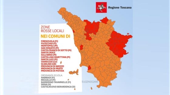 Toscana zona arancione, tre province e dieci comuni in zona rossa