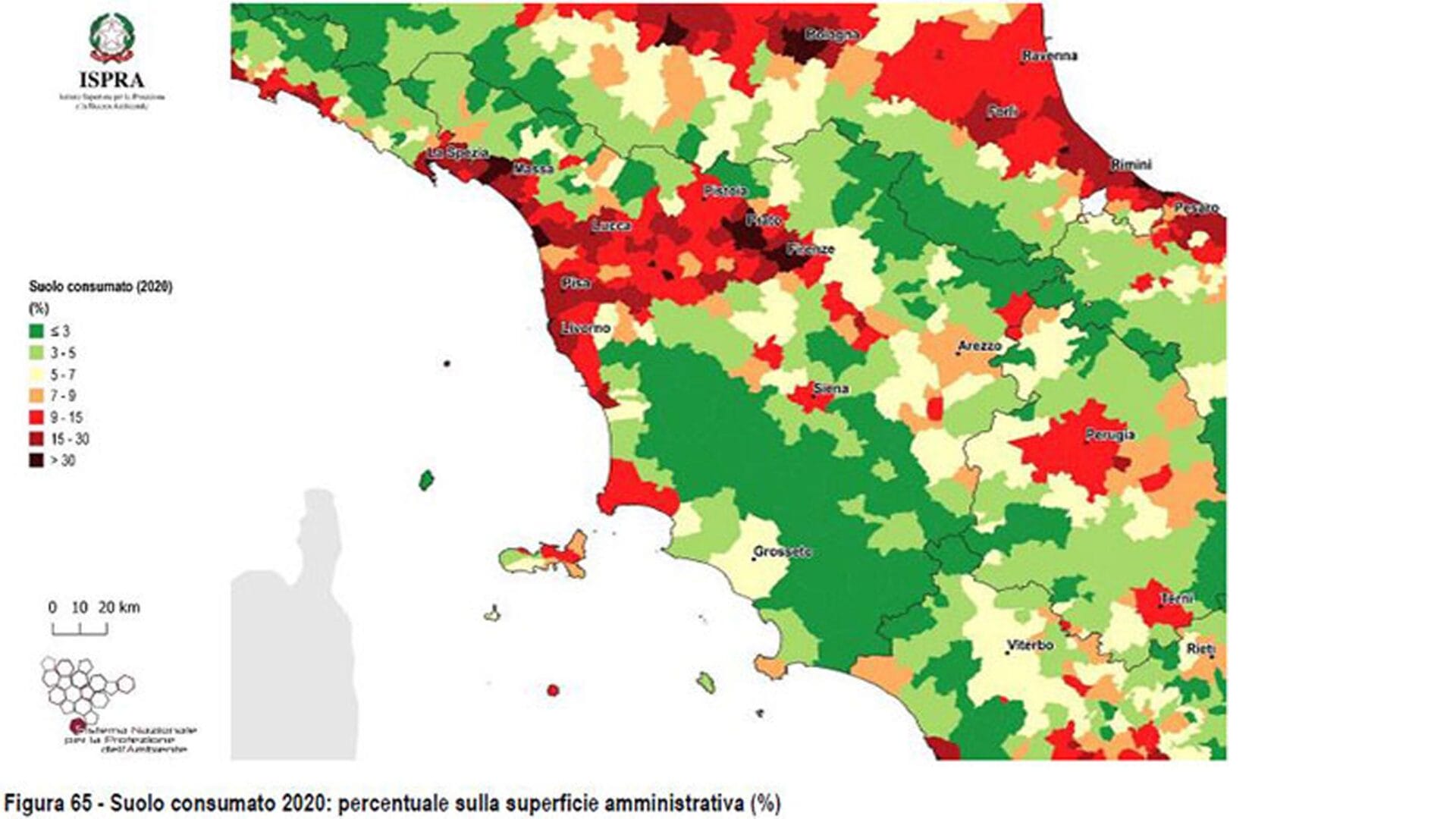SNPA, in Toscana continua il consumo del suolo