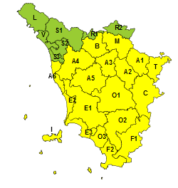 Codice giallo vento Toscana