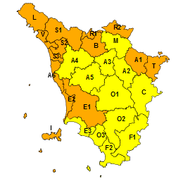 Toscana: previsti  vento e mareggiate, diramato codice arancione per rischio idrogeologico,